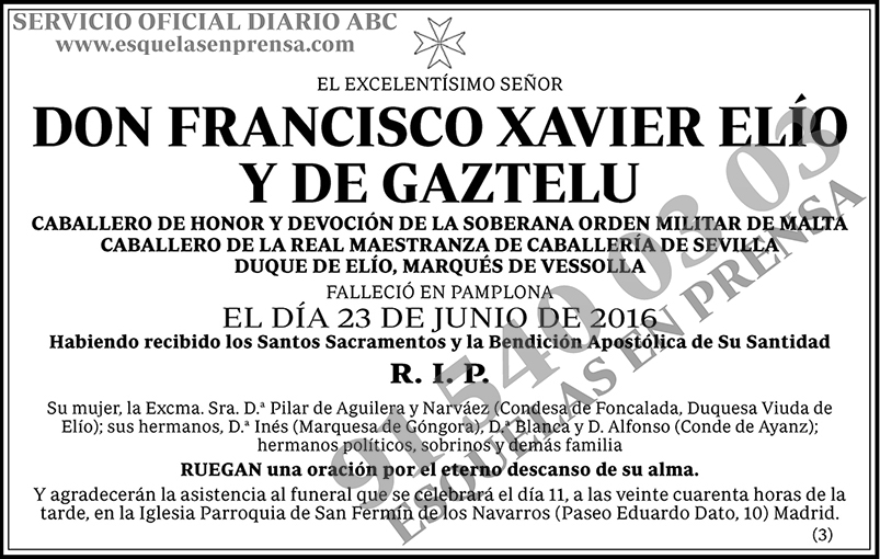 Francisco Xavier Elío y de Gaztelu